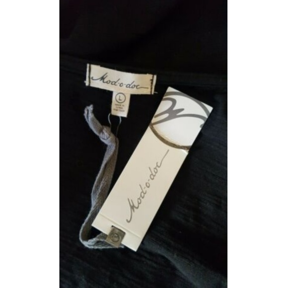 MOD-O-DOC Draped Knit Open Front Cardigan Sweater Black L New - Picture 6 of 6